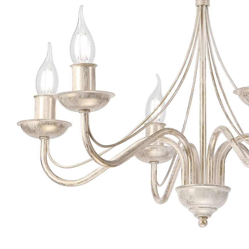 Lustre com corrente ANTON 6xE14/60W/230V pátina branca