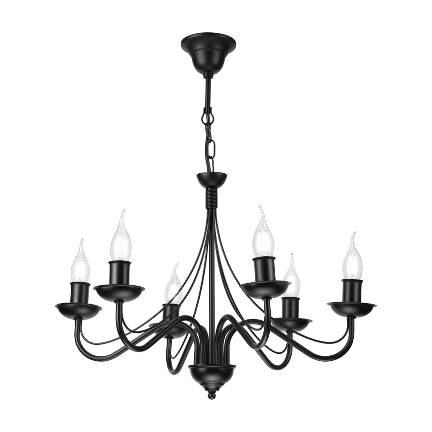 Lustre com corrente ANTON 6xE14/60W/230V preto