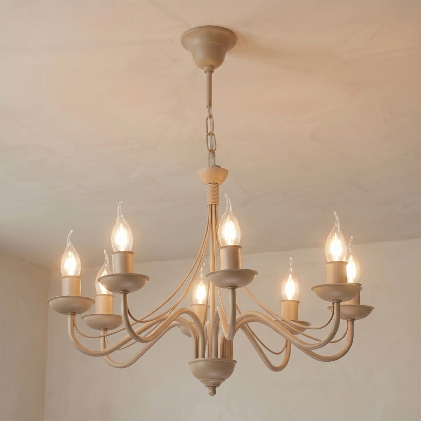 Lustre com corrente ANTON 8xE14/60W/230V bege