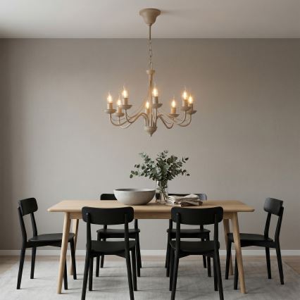 Lustre com corrente ANTON 8xE14/60W/230V bege