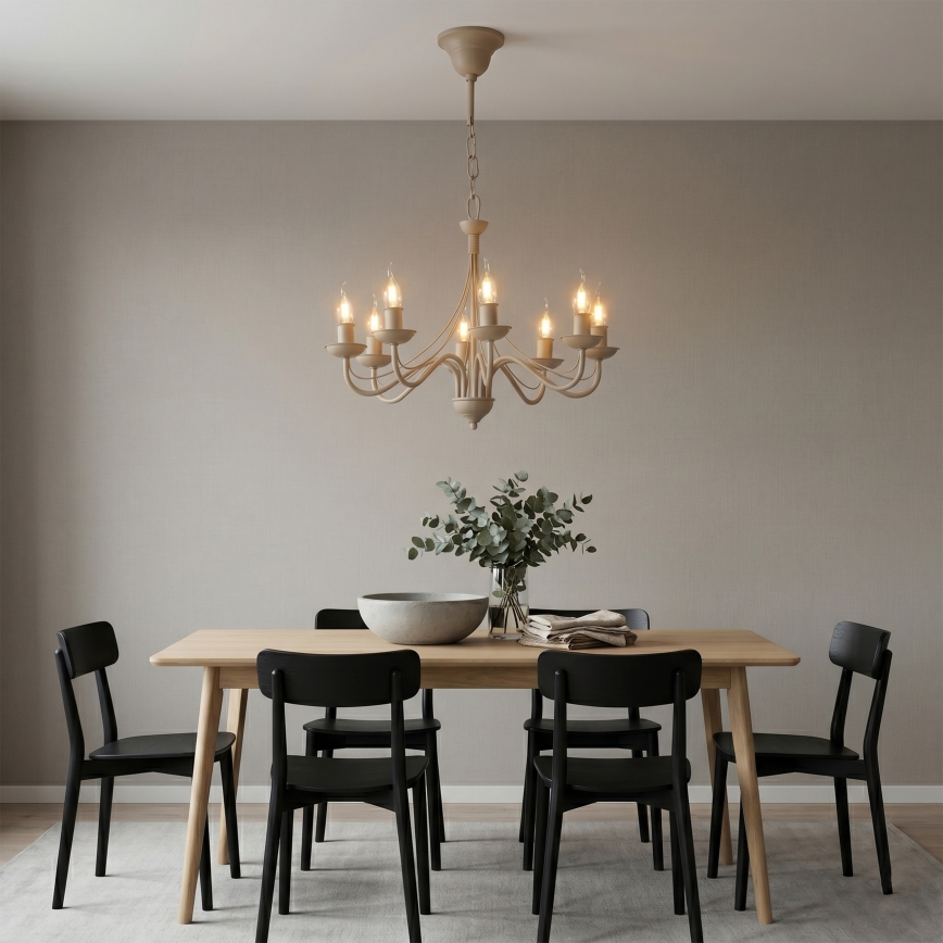 Lustre com corrente ANTON 8xE14/60W/230V bege