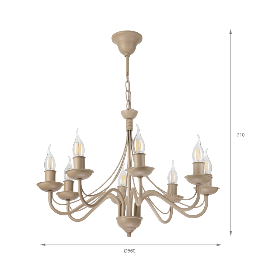 Lustre com corrente ANTON 8xE14/60W/230V bege