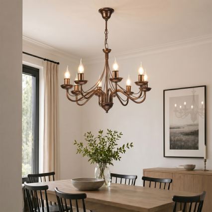 Lustre com corrente ANTON 8xE14/60W/230V bronze