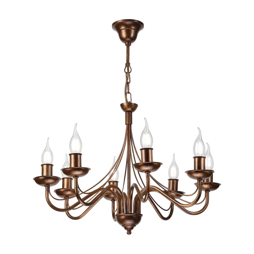 Lustre com corrente ANTON 8xE14/60W/230V bronze
