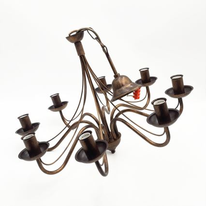Lustre com corrente ANTON 8xE14/60W/230V bronze