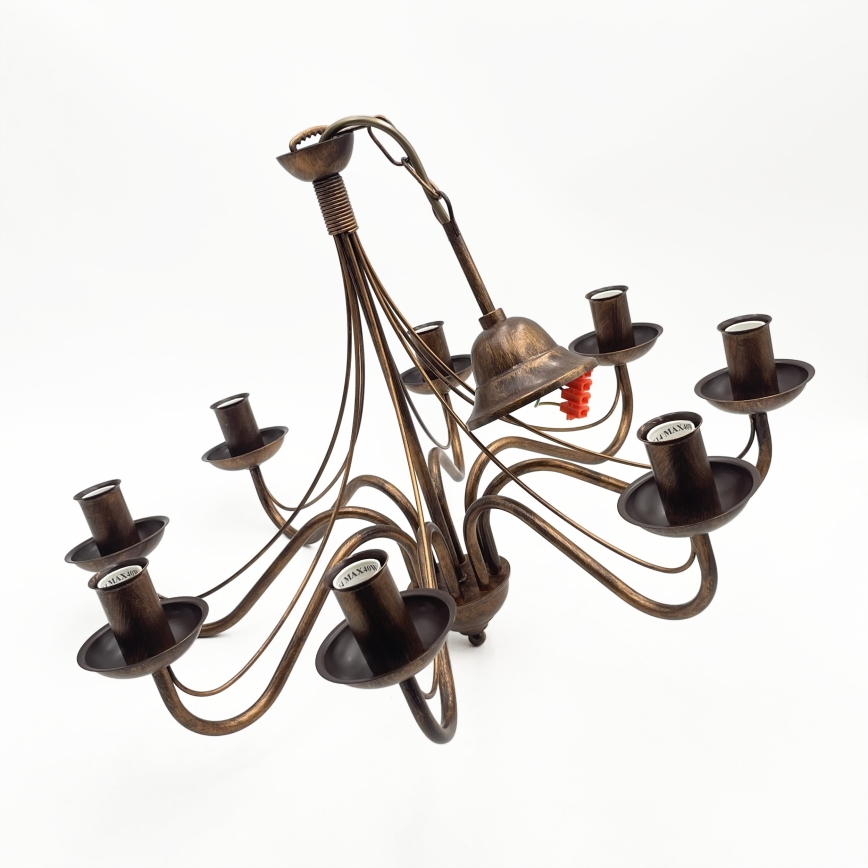 Lustre com corrente ANTON 8xE14/60W/230V bronze
