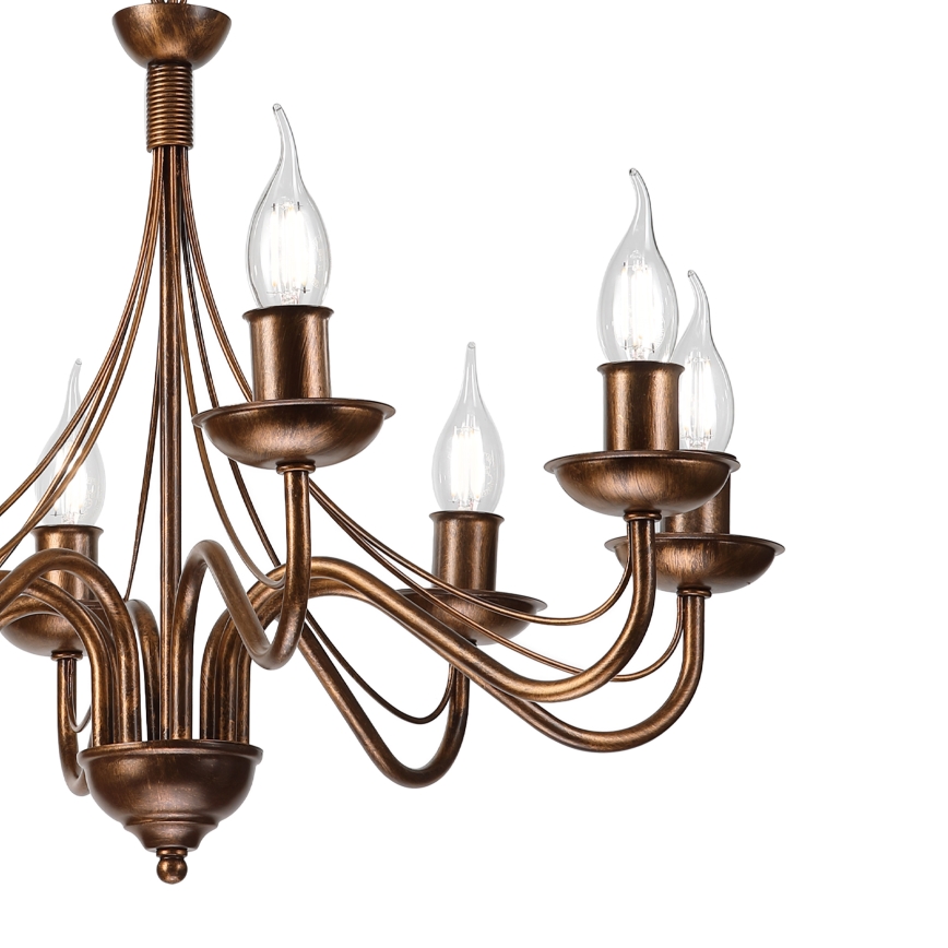 Lustre com corrente ANTON 8xE14/60W/230V bronze