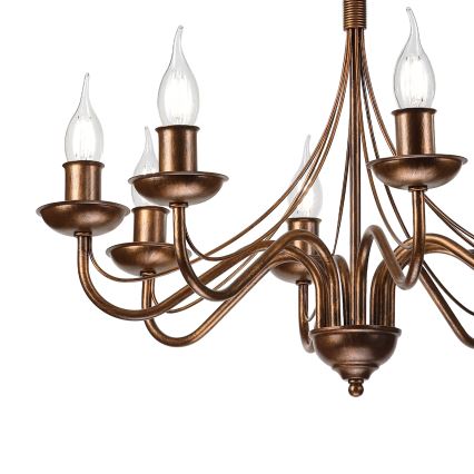 Lustre com corrente ANTON 8xE14/60W/230V bronze