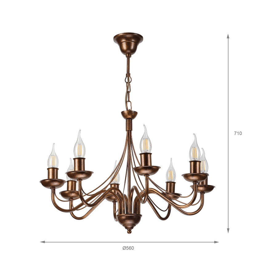 Lustre com corrente ANTON 8xE14/60W/230V bronze