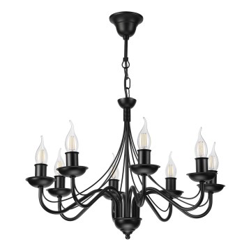 Lustre com corrente ANTON 8xE14/60W/230V preto