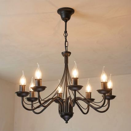 Lustre com corrente ANTON 8xE14/60W/230V preto