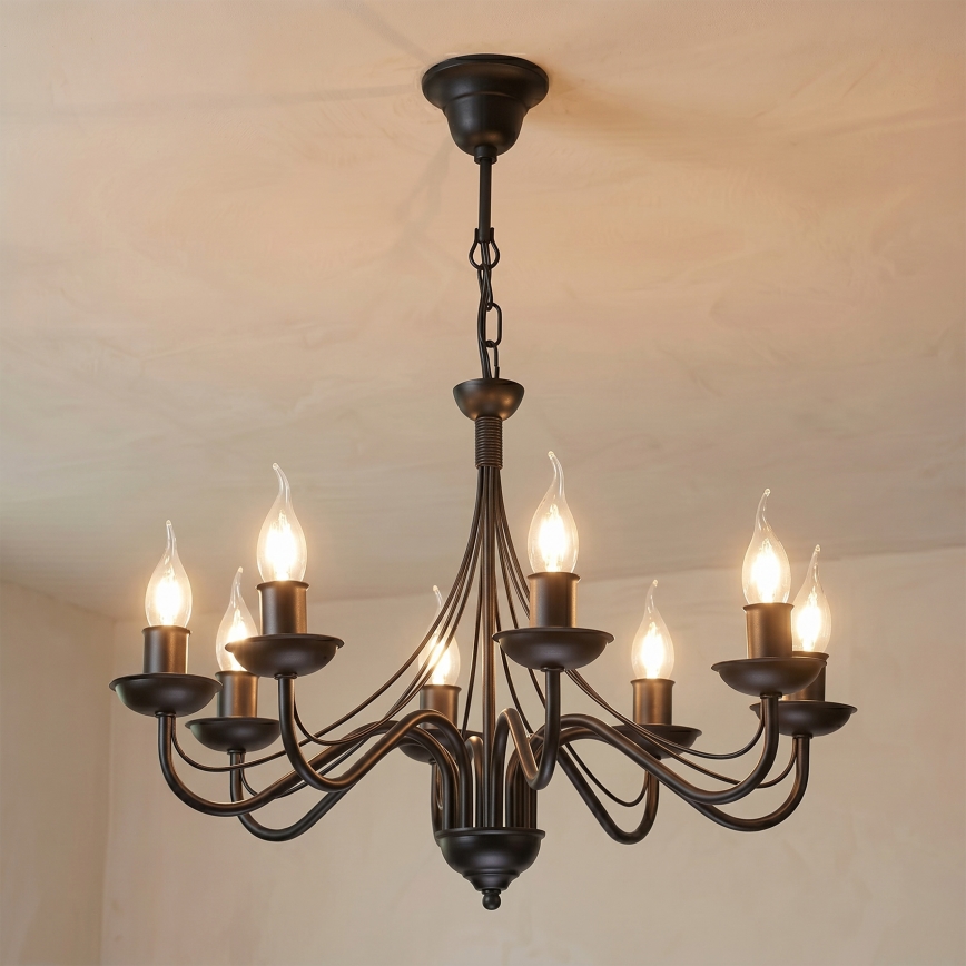 Lustre com corrente ANTON 8xE14/60W/230V preto