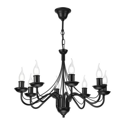 Lustre com corrente ANTON 8xE14/60W/230V preto