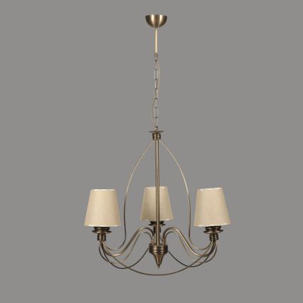 Lustre com corrente CLASSIC 3xE14/40W/230V bronze/bege