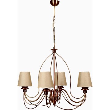 Lustre com corrente CLASSIC 4xE14/40W/230V bronze/bege