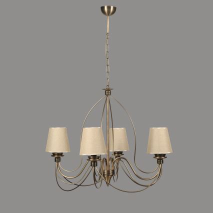 Lustre com corrente CLASSIC 4xE14/40W/230V bronze/bege