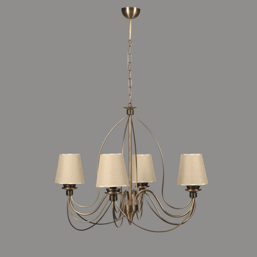 Lustre com corrente CLASSIC 4xE14/40W/230V bronze/bege
