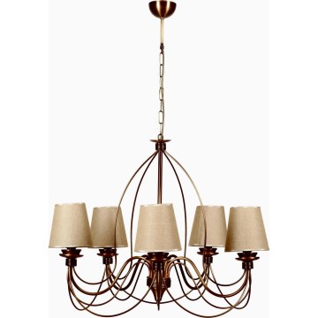 Lustre com corrente CLASSIC 5xE14/40W/230V bronze/bege