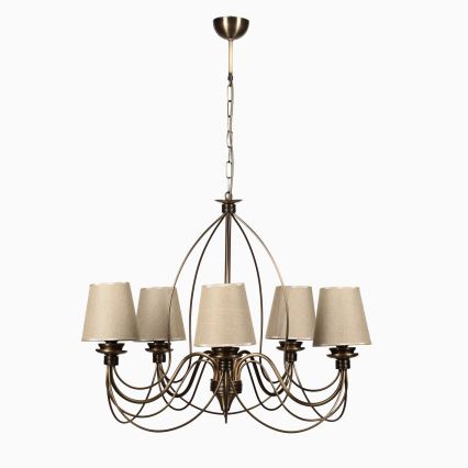 Lustre com corrente CLASSIC 5xE14/40W/230V bronze/bege