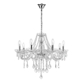 Lustre com corrente CRISTALLO 8xE14/60W/230V cromado brilhante