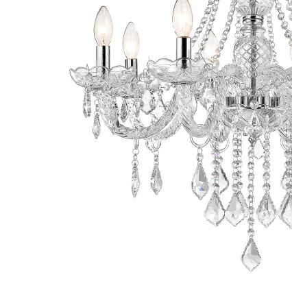 Lustre com corrente CRISTALLO 8xE14/60W/230V cromado brilhante