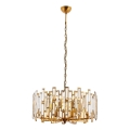 Lustre com corrente CRYSTALLINE 6xE14/40W/230V, acabamento em cobre