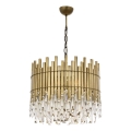 Lustre com corrente CRYSTALLINE 6xE27/40W/230V, diâmetro 40 cm, latão