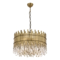 Lustre com corrente CRYSTALLINE 8xE27/40W/230V Ø 60 cm, latão