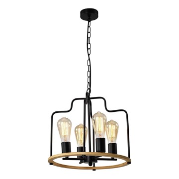 Lustre com corrente DATUS 4xE27/40W/230V preto/castanho