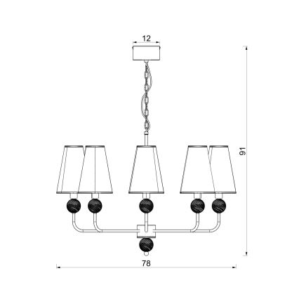 Lustre com corrente GRENADA 6xE14/15W/230V cinzento