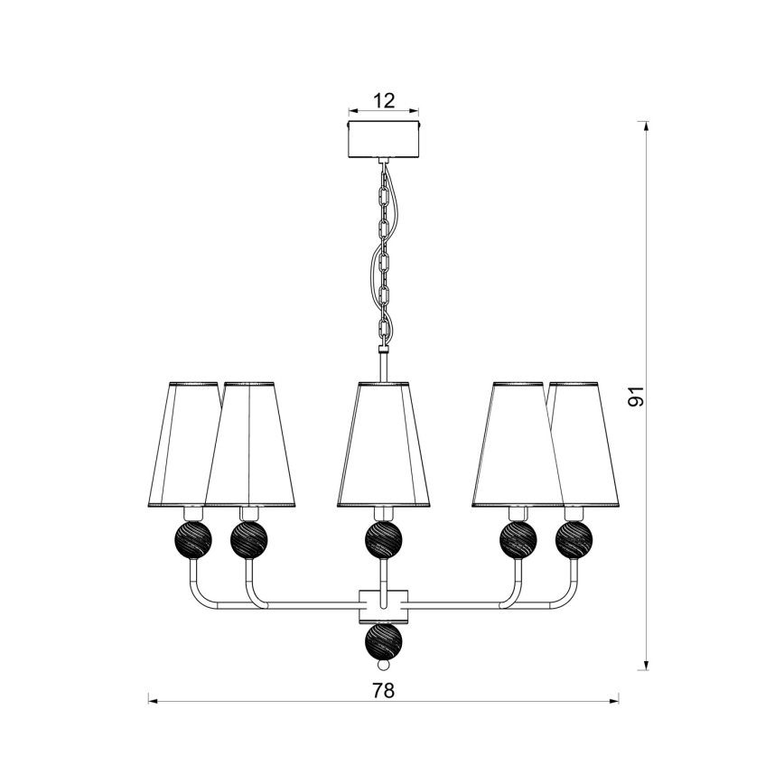 Lustre com corrente GRENADA 6xE14/15W/230V cinzento