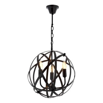 Lustre com corrente IRONBALL 3xE27/40W/230V, preto