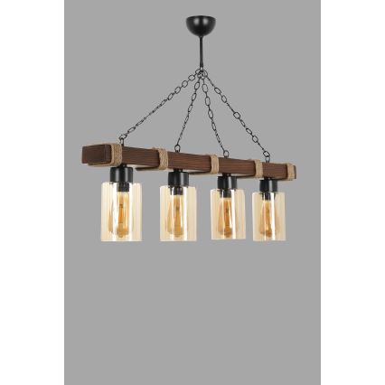Lustre com corrente JASMIN 4xE27/40W/230V castanho/bege