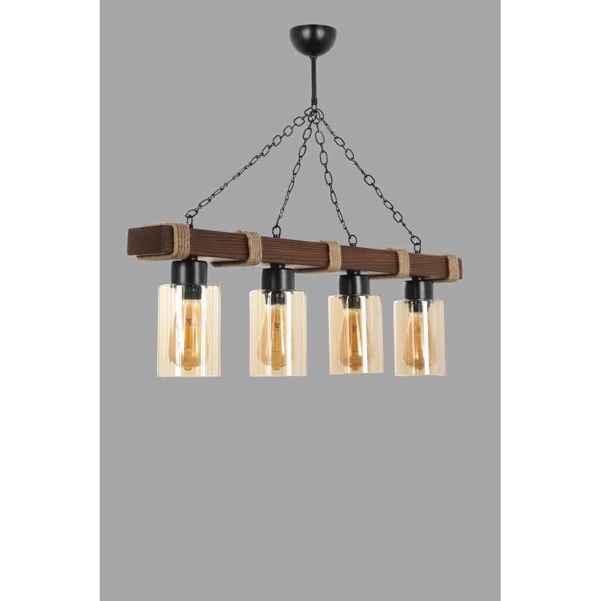 Lustre com corrente JASMIN 4xE27/40W/230V castanho/bege