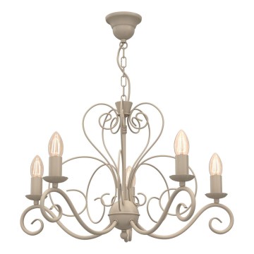 Lustre com corrente MAURO 5xE14/15W/230V bege