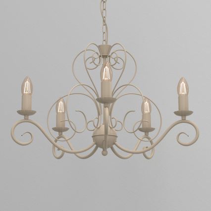 Lustre com corrente MAURO 5xE14/15W/230V bege
