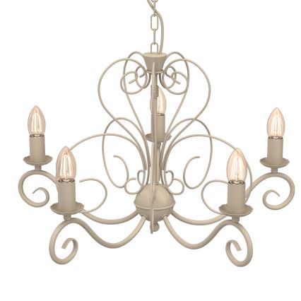 Lustre com corrente MAURO 5xE14/15W/230V bege