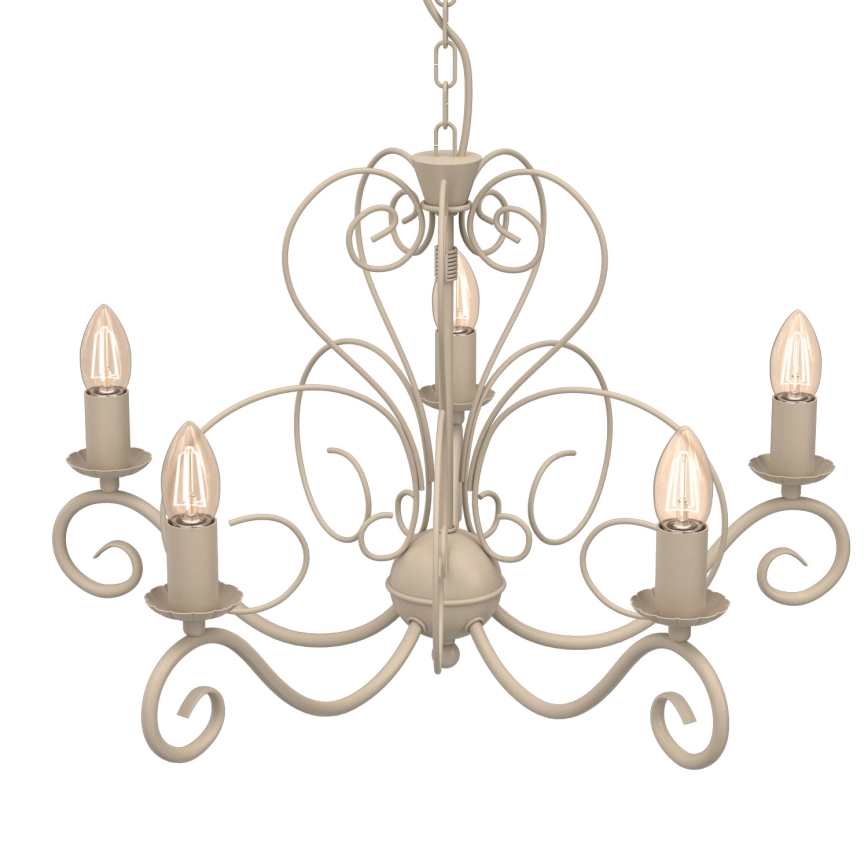 Lustre com corrente MAURO 5xE14/15W/230V bege