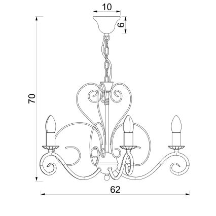 Lustre com corrente MAURO 5xE14/15W/230V bege