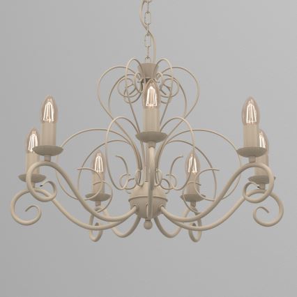 Lustre com corrente MAURO 7xE14/15W/230V bege