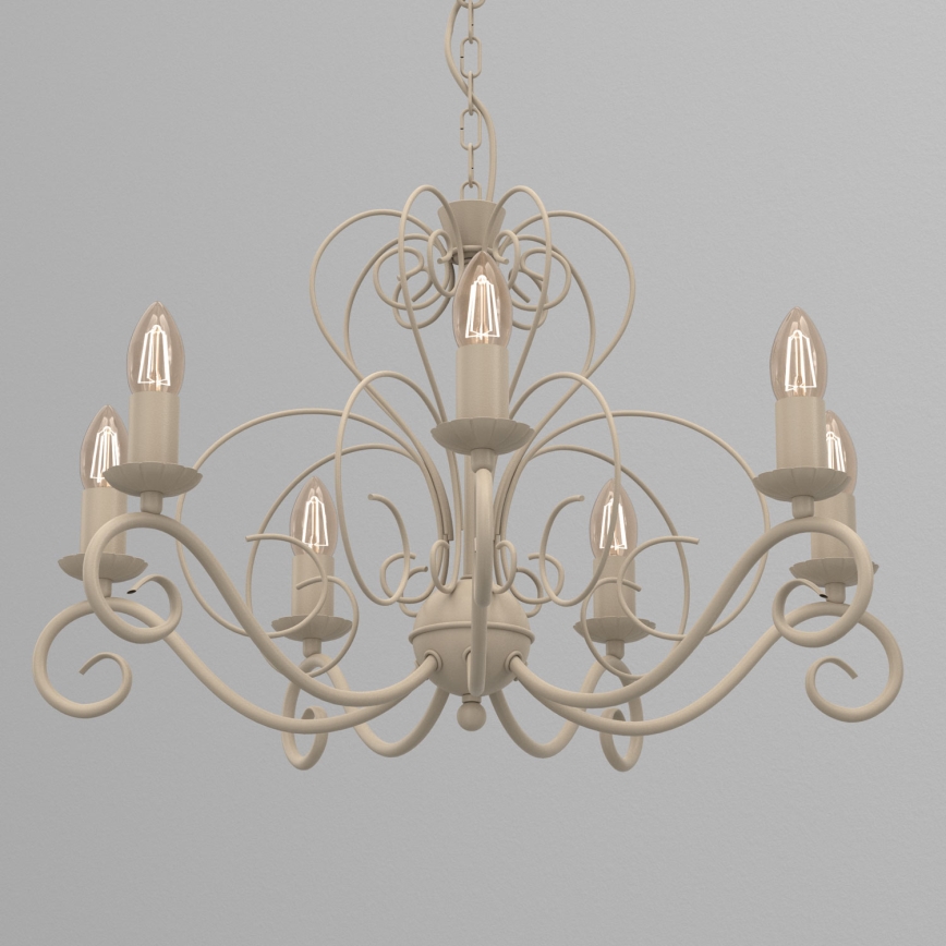 Lustre com corrente MAURO 7xE14/15W/230V bege