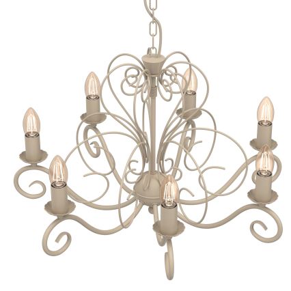 Lustre com corrente MAURO 7xE14/15W/230V bege
