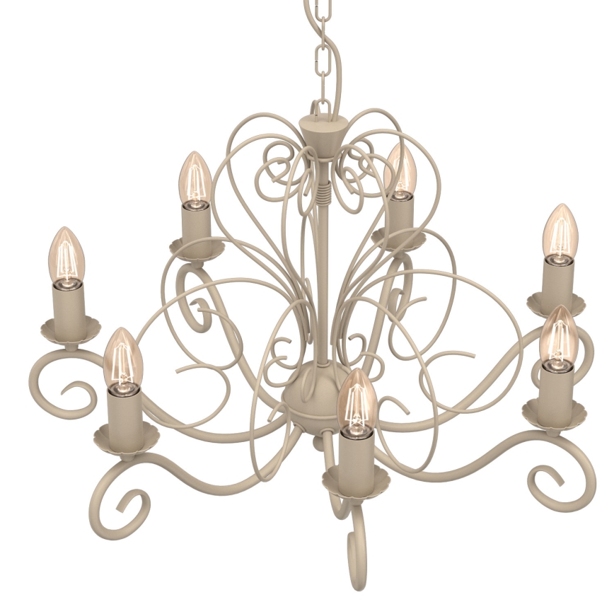 Lustre com corrente MAURO 7xE14/15W/230V bege