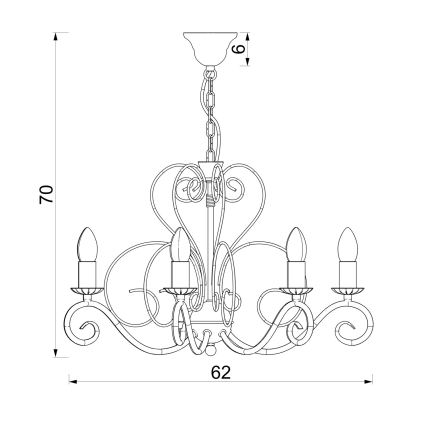 Lustre com corrente MAURO 7xE14/15W/230V bege