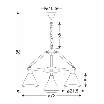Lustre com corrente NEGRU 3xE27/40W/230V preto/castanho