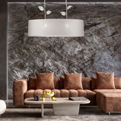 Lustre com corrente NOEMI 2xE27/60W/230V prateado/branco com pátina