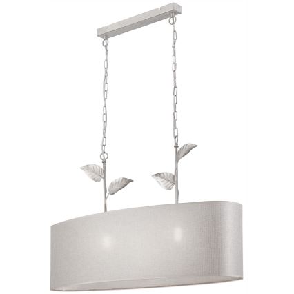 Lustre com corrente NOEMI 2xE27/60W/230V prateado/branco com pátina