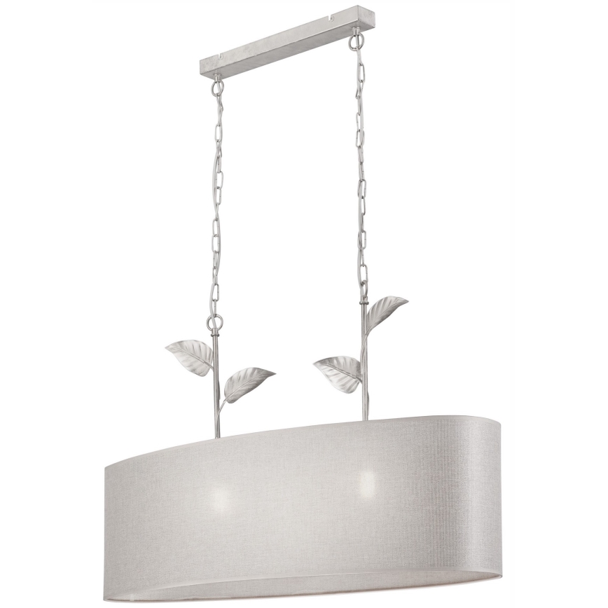 Lustre com corrente NOEMI 2xE27/60W/230V prateado/branco com pátina