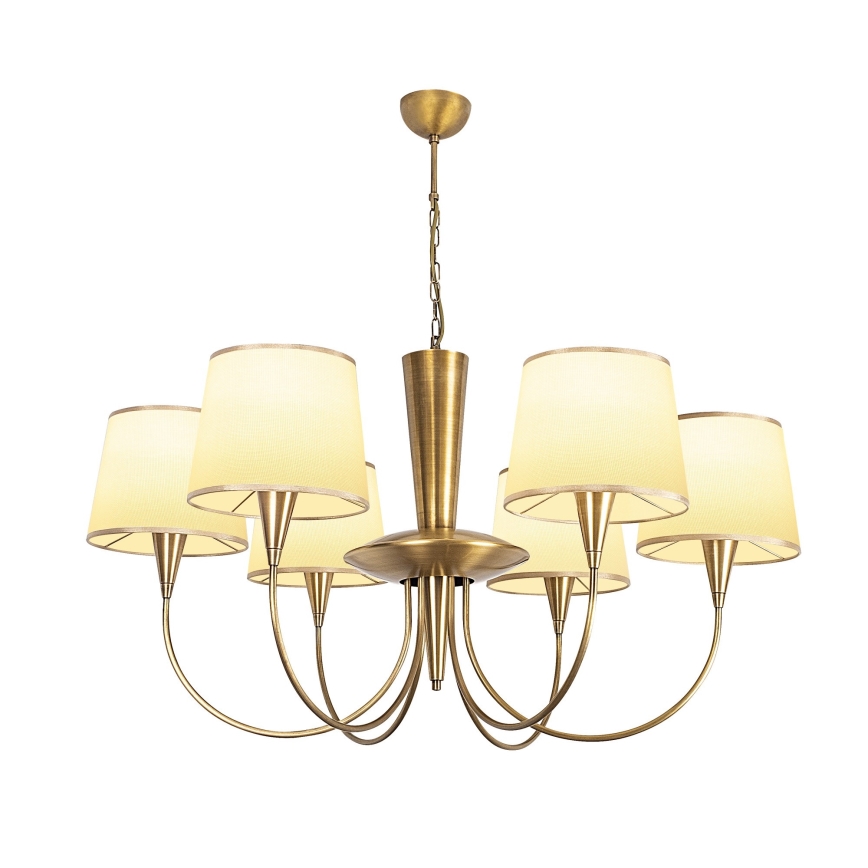 Lustre com corrente PARDO 6xE27/40W/230V dourado/creme