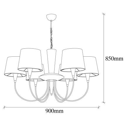 Lustre com corrente PARDO 6xE27/40W/230V dourado/creme